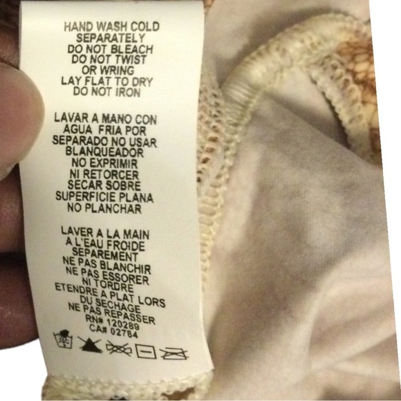 Vitamin A brown remy rash guard Swim Top tan cream snakeskin Large - Picture 8 of 8